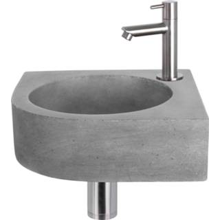 👉 Fonteinset grijs chroom Differnz Cleo 31.5x31.5x10 cm Beton Donker Met Kraan Recht Mat 8712793558027