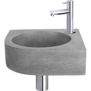👉 Fonteinset grijs chroom Differnz Cleo 31.5x31.5x10 cm Beton Donker Met Kraan Recht 8712793558034