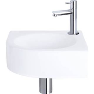 👉 Fonteinset wit keramiek chroom Differnz Cleo 30x30x10 cm Met Kraan Recht 8712793557914