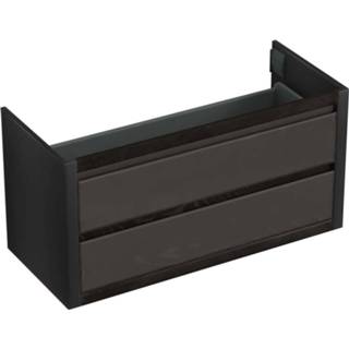 👉 Onderkastje zwart eiken Onderkast Forzalaqua Gela 120x51x60 Cm 2 Softclose Lades Black Oiled 7445930577582