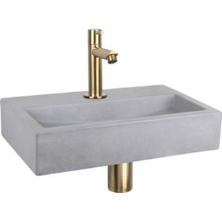 👉 Fonteinset grijs goud Differnz Flat Beton 38x24x8 cm Licht Met Rechte Kraan Mat 8712793557020