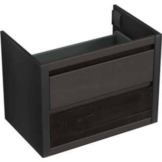 👉 Onderkastje zwart eiken Onderkast Forzalaqua Gela 80x51x60 Cm 2 Softclose Lades Black Oiled 7445930577568