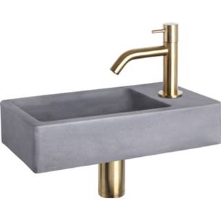 👉 Fonteinset grijs goud Differnz Force Beton 40x22x8 cm Donker Met Gebogen Kraan Mat 8712793557495