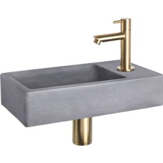 👉 Fonteinset grijs goud Differnz Force Beton 40x22x8 cm Donker Met Rechte Kraan Mat 8712793557501