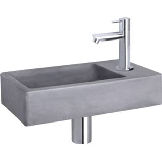 👉 Fonteinset grijs chroom Differnz Force Beton 40x22x8 cm Donker Met Rechte Kraan 8712793557433