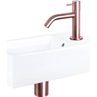 Fonteinset wit rood keramiek Differnz Force 40x22x11.5 cm Met Gebogen Kraan Koper 8712793557341