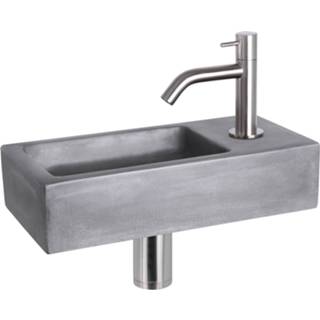 👉 Fonteinset grijs chroom Differnz Ravo Beton 38.5x18.5x9 cm Donker Met Gebogen Kraan Mat 8712793557778