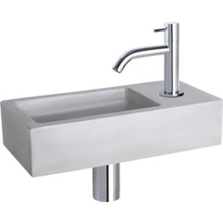 👉 Fonteinset grijs chroom Differnz Ravo Beton 38.5x18.5x9 cm Licht Met Gebogen Kraan 8712793557686