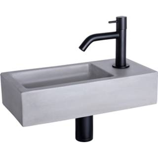 Fonteinset grijs zwart Differnz Ravo Beton 38.5x18.5x9 cm Licht Met Gebogen Kraan Mat 8712793557631