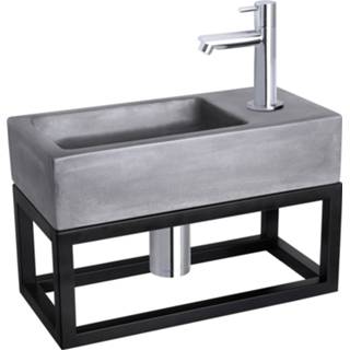 👉 Fonteinset grijs chroom beton donkergrijs Differnz Ravo - kraan recht met handdoekrek 8712793558874
