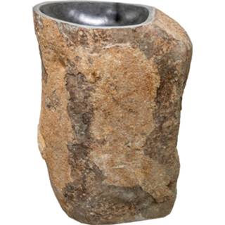 👉 Waskom grijs Cipi Joya Pedestal 45/55x80/85cm Vrijstaand River Stone 8719304053835