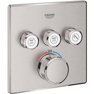 👉 Inbouwkraan douchekraan Grohtherm Smartcontrol GROHE afbouwdeel vierkant voor thermostatische met 3-weg omstelling, supersteel