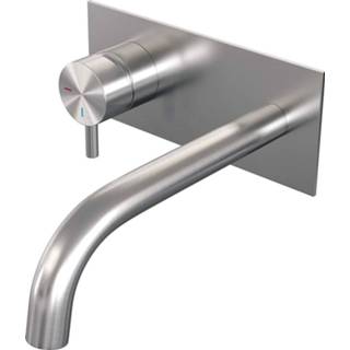 👉 Wastafelmengkraan RVS Inbouw Brauer Brushed Edition Korte Ronde Hendel Gebogen Uitloop Geborsteld Met Afdekplaat 8720359393647
