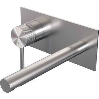 👉 Wastafelmengkraan RVS Inbouw Brauer Brushed Carving Ronde Hendel Rechte Uitloop Geborsteld Met Afdekplaat 8720359393784