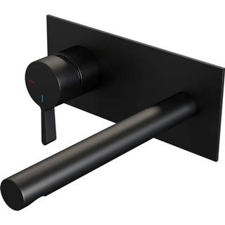 👉 Wastafelmengkraan zwart mat Inbouw Brauer Black Edition Halfronde Hendel Rechte Uitloop Geborsteld Met Afdekplaat 8720359394774