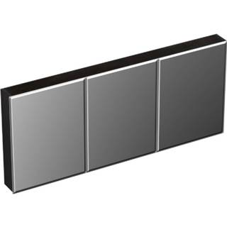 👉 Spiegelkast zwart eiken Forzalaqua Uni 160x68.5x12.5 Cm 3 Deuren Tweezijdig Spiegel Black Oiled 7445930583521