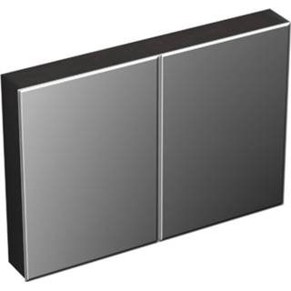 👉 Spiegelkast zwart eiken Forzalaqua Uni 100x68.5x12.5 Cm 2 Deuren Tweezijdig Spiegel Black Oiled 7445930582593