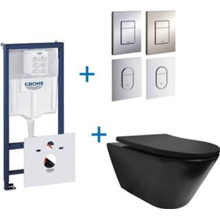 👉 Toiletset zwart sl mat Grohe Rapid set10 Wiesbaden Stereo Rimless met Arena of Skate drukplaat 8719304278733