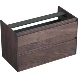 👉 Onderkastje eiken bruin Onderkast Forzalaqua Reno 100x51x60 Cm 2 Lades Softclose Charcoal 7445930631604