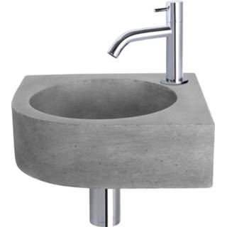 👉 Fonteinset grijs chroom Differnz Cleo 31.5x31.5x10 cm Beton Donker Met Kraan Gebogen 8712793558041