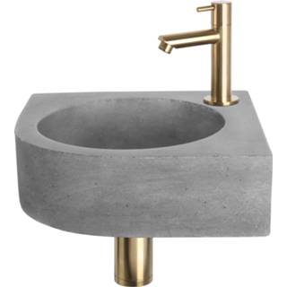 👉 Fonteinset grijs goud Differnz Cleo 31.5x31.5x10 cm Beton Donker Met Kraan Recht Mat 8712793558102