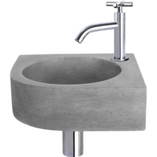 👉 Fonteinset grijs chroom Differnz Cleo 31.5x31.5x10 cm Beton Donker Met Kruis Kraan 8712793558058