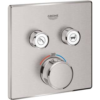 👉 Inbouwkraan RVS look Grohe Grohtherm Smart Control Thermostaatkraan met 3-weg Omstelling Vierkant Supersteel 4005176526329