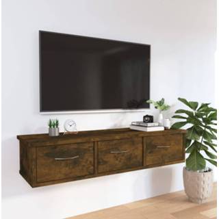 👉 Wandkast hout active 88x26x18,5 cm bewerkt gerookt eikenkleurig 8720286931462