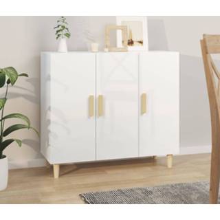 👉 Dressoir wit hout active 90x34x80 cm bewerkt hoogglans 8720286972694