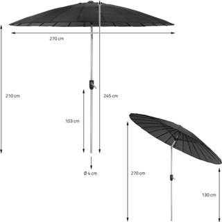 👉 Parasol Shanghai - 270cm - zwart