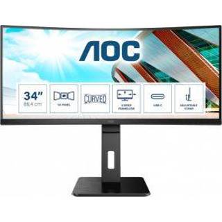 👉 Monitor zwart AOC CU34P2C computer 86,4 cm (34 ) 3440 x 1440 Pixels UltraWide Quad HD LED 4038986110105