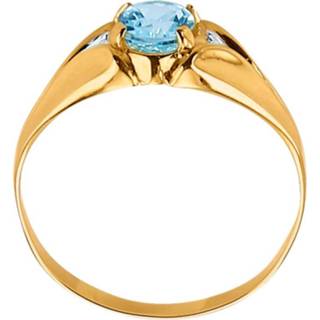 👉 Dames ring legering geel diamanten goudkleur vrouwen Damesring met blauwtopaas en 4055711373109