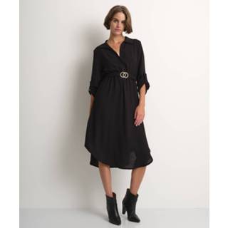 👉 Midi jurk zwarte l vrouwen met ceintuur in maat