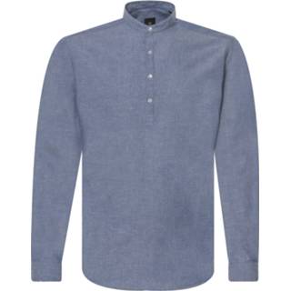 Heren overhemd LM blauw uni mannen Victim Casual 8719625267683