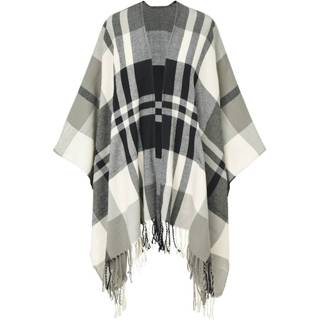 👉 Poncho zwart kunstvezels One Size geruit vrouwen ROCKGEWITTER 4055707023308