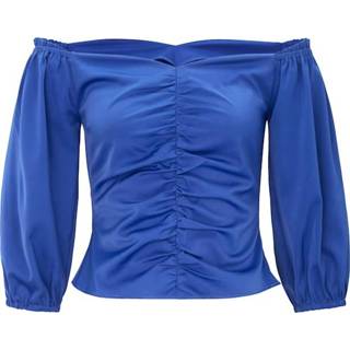 👉 Blous sienna blauw kunstvezels effen vrouwen Off-shoulder blouse 4055708210561