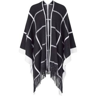 👉 Poncho sienna zwart kunstvezels One Size geruit vrouwen 4055705218928