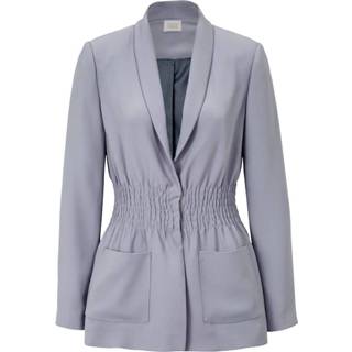 👉 Blazer blauw kunstvezels effen vrouwen lichtblauw met sjaalkraag REKEN MAAR 4055708220249