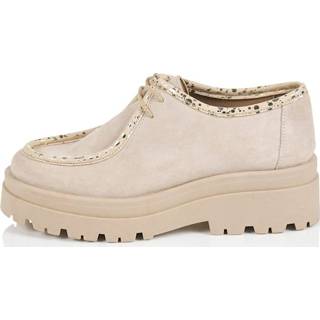 👉 Veterschoenen leer effen vrouwen crème Veterschoen ROCKGEWITTER 4055708088368