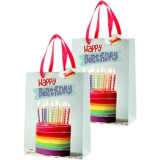 👉 Make up tasje papieren Set van 4x stuks verjaardag giftbags/cadeau tasjes verjaardagstaart 17 x 23 9 cm