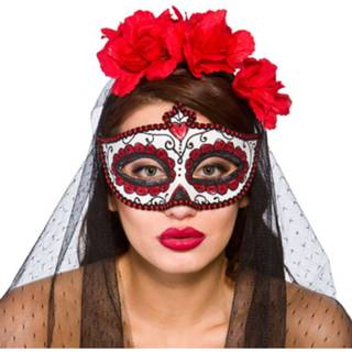 Oogmasker rode active Day of the Dead met rozen 5055294898586