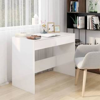 👉 Bureau wit active 101x50x76,5 cm spaanplaat hoogglans 8720286834787