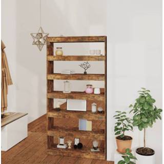 👉 Boekenkast hout eiken active Boekenkast/kamerscherm 100x30x198 cm bewerkt gerookt 8720286844724