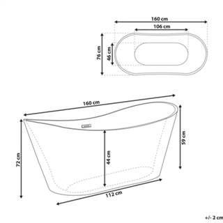 👉 Vrijstaand bad rood Ovaal 160 x 76 cm ANTIGUA 4251682284288