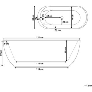 👉 Vrijstaand bad rood Ovaal 170 x 80 cm NEVIS 4251682284257