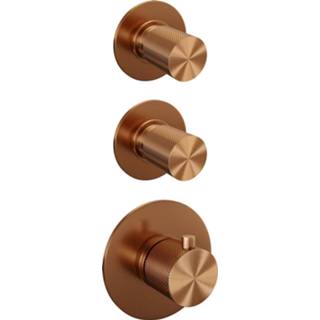 👉 Glijstang koper Regendoucheset Inbouw Brauer Copper Carving Thermostatisch 30cm met Wandarm, en Handdouche 3-Standen Losse Stopkranen Geborsteld 8720359392022