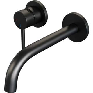 👉 Wastafelmengkraan zwart mat Inbouw Brauer Black Edition Ronde Hendel Gebogen Uitloop Geborsteld Met Rozetten 8720359394651