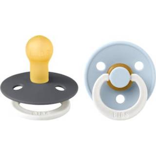 👉 Speen blauw grijs baby's BiBS - Colour Pacifier Glow in the Dark Stage 1 Fopspeen 0+ maanden 2 stuks Iron / Baby Blue 5713795198917