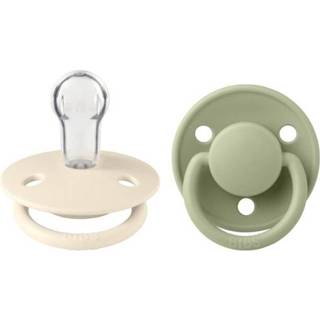 👉 Speen wit BiBS - De Lux Pacifier One Size Fopspeen 2 stuks Ivory / Sage 5713795200689