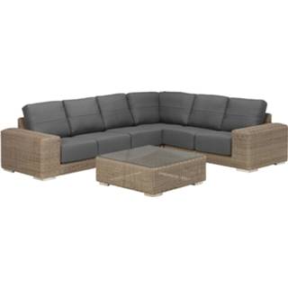 👉 Koffietafeltje bruin aluminium hoek loungeset Showmodel - 4 Seasons Outdoor Kingston met koffietafel